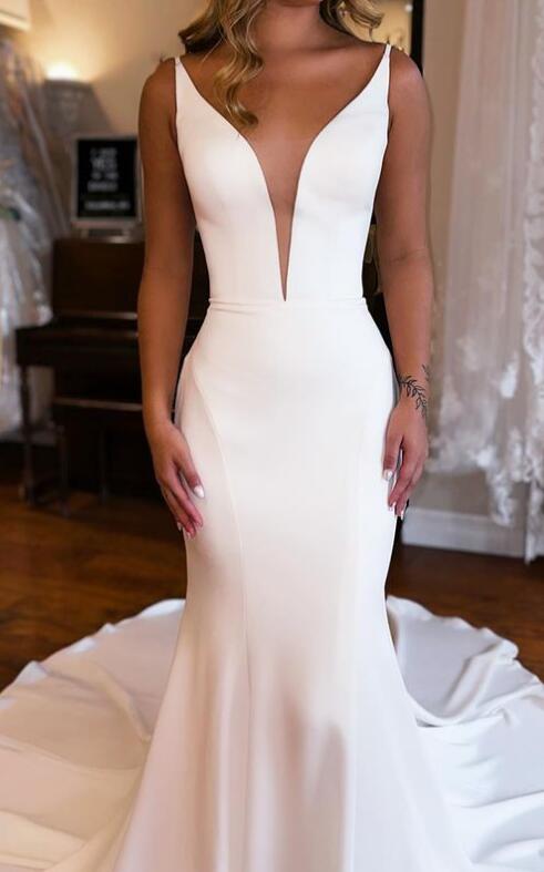 Sexy Open Back Chiffon Beach Wedding Dresses