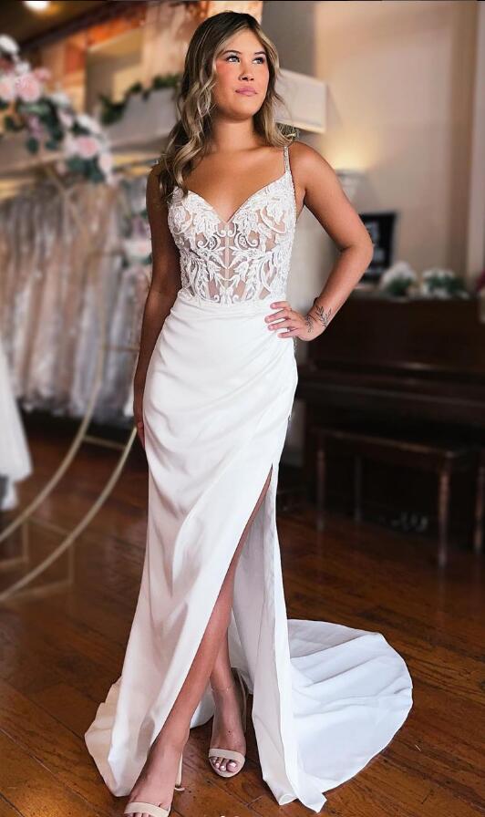 Sexy Wedding Dresses with Slit,Bridal Dresses Sexy Wedding Dresses with Slit,Bridal Dresses