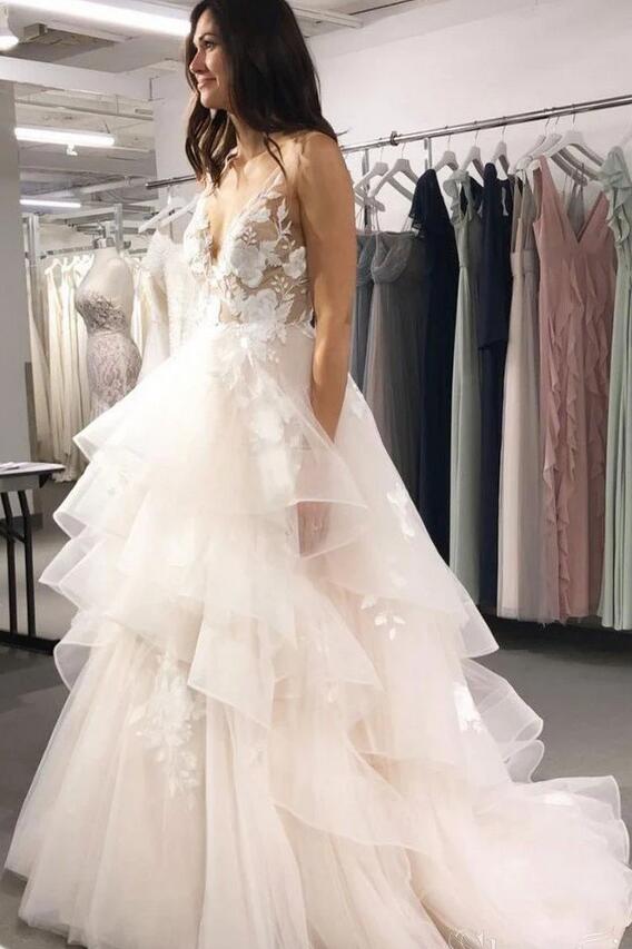 Open Back Ball Gown Wedding Dresses,Bridal Dresses