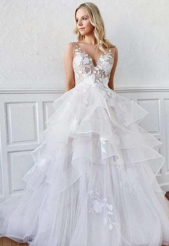 Open Back Ball Gown Wedding Dresses,Bridal Dresses