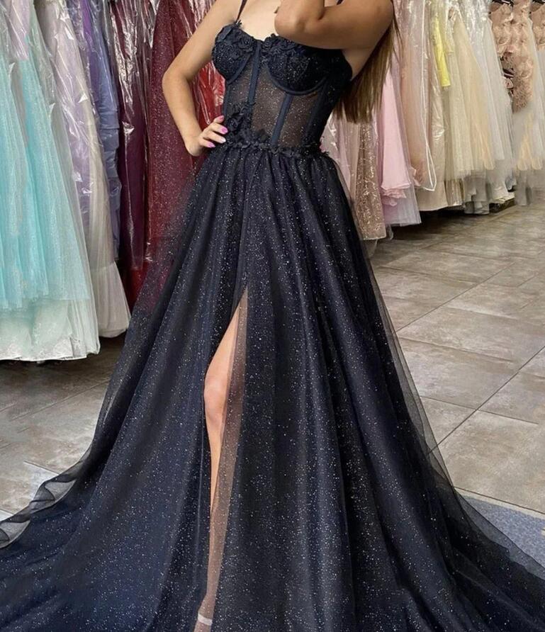 Black Sparkly Prom Dress,Long Hoco Dresses DT1381
