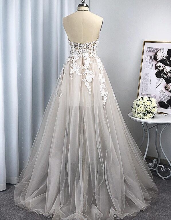 Sweetheart Sleeveless Sweep/Brush Train A-line Wedding Dresses DT1419