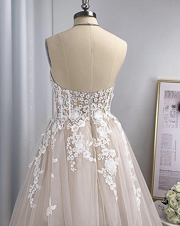 Sweetheart Sleeveless Sweep/Brush Train A-line Wedding Dresses DT1419