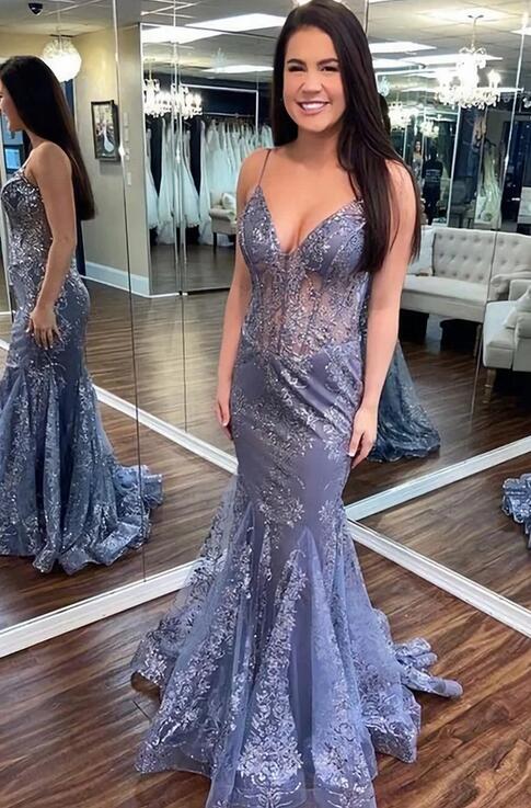 V-neck Mermaid Long Prom Dresses DT1474