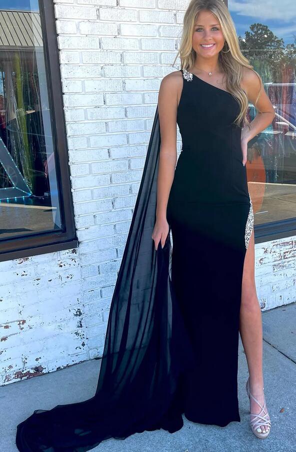 Black Long Prom Dress with Slit DT1497
