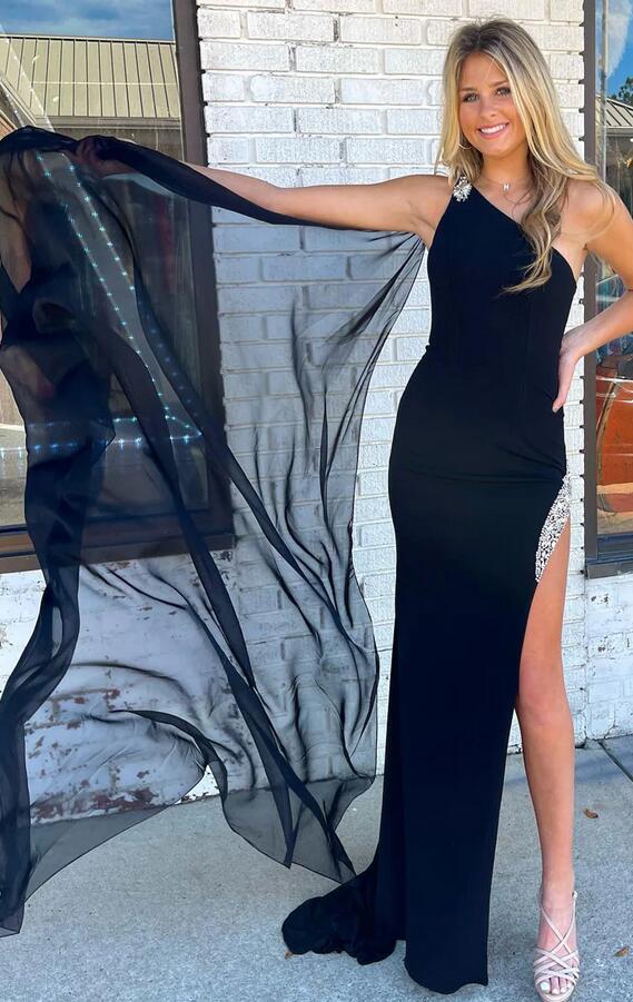 Black Long Prom Dress with Slit DT1497