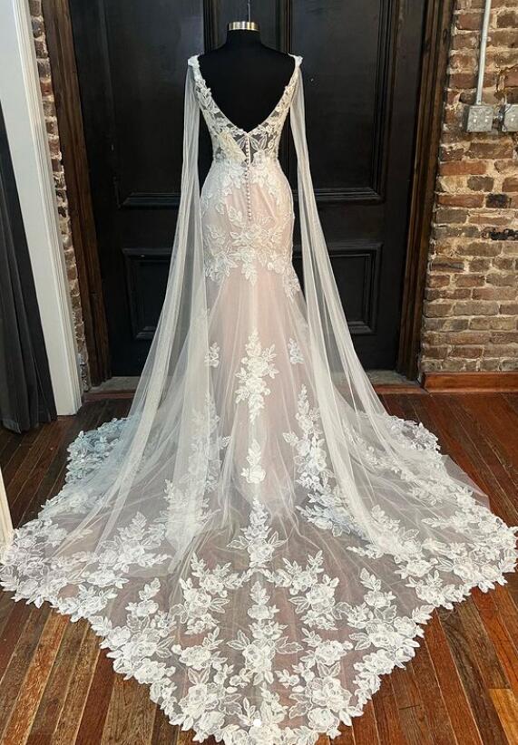 Open Back Mermaid Tulle/Lace Wedding Dresses DT1559