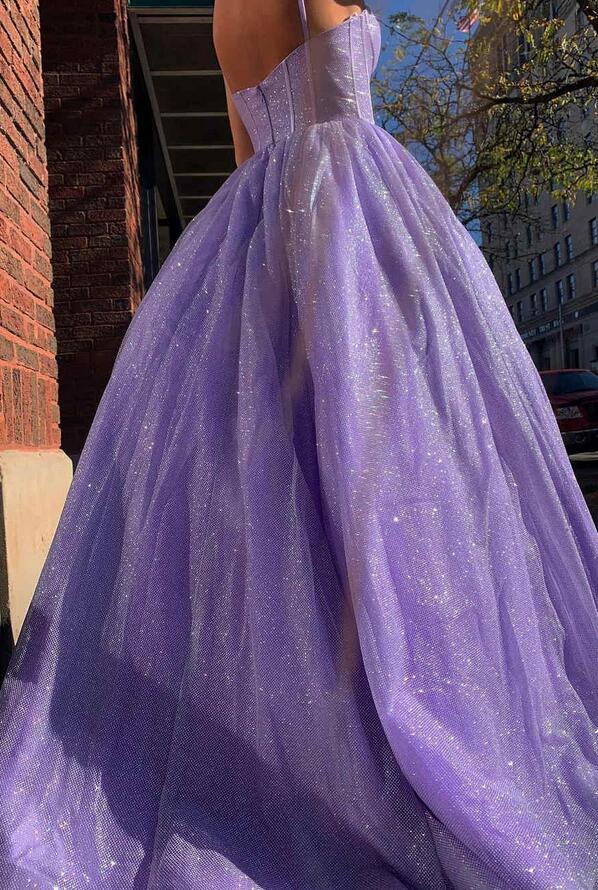 Straps Sparkly Long Prom Dresses