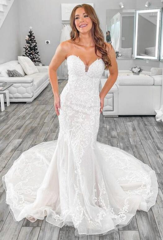 Off the Shoulder Mermaid Tulle/Lace Wedding Dresses DT1560 – DressesTailor Off the Shoulder Mermaid Tulle/Lace Wedding Dresses DT1560 – DressesTailor