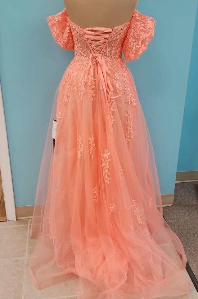 Strapless A-Line Prom Gown with Puff Sleeves Party Dresses DT1564