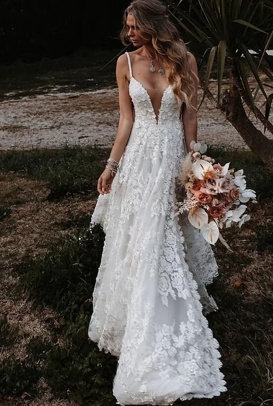 Beach Sexy Boho Wedding Dresses Court Train DT1572