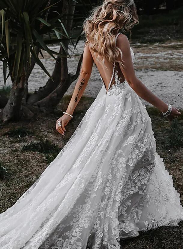 Beach Sexy Boho Wedding Dresses Court Train DT1572