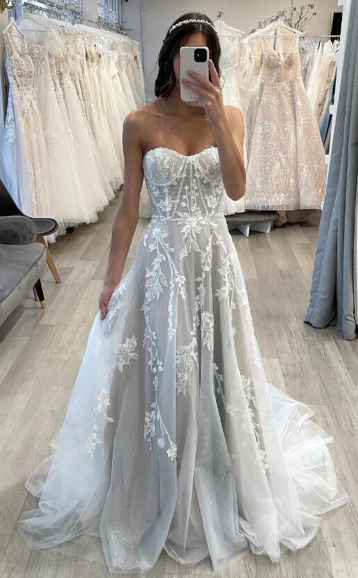 Strapless A-line Tulle/Lace Wedding Dresses DT1576