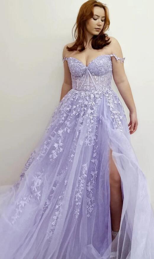 Off the Shoulder Leaf Lace Long Prom Dresses DressesTailor Off the Shoulder Leaf Lace Long Prom Dresses DressesTailor