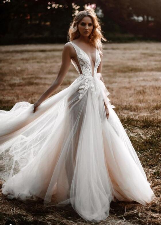 Open Back Sexy A-line Beach Wedding Dresses DT1596 DressesTailor Open Back Sexy A-line Beach Wedding Dresses DT1596 DressesTailor