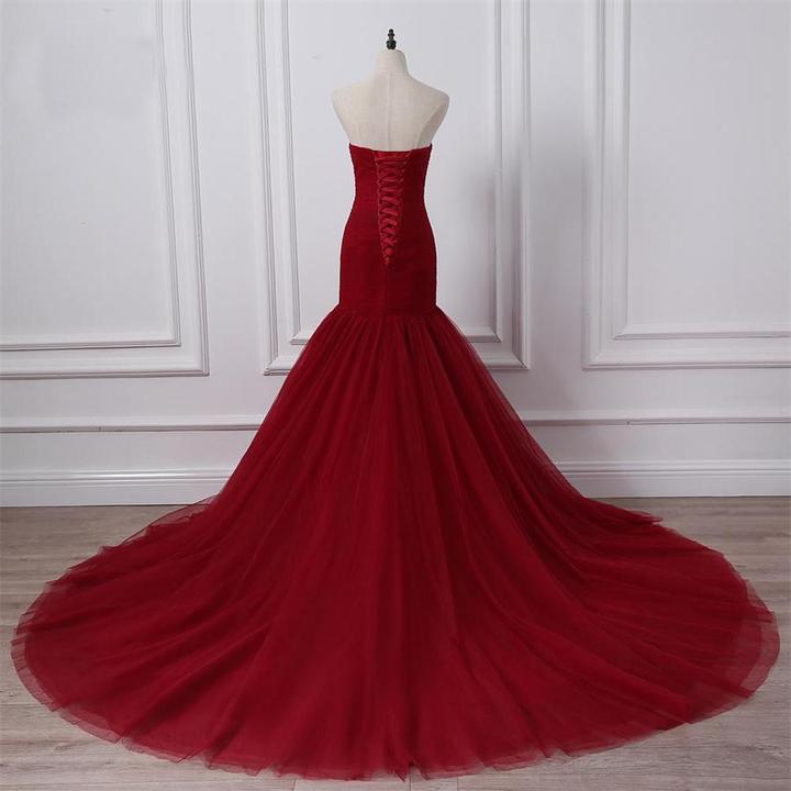 Burgundy Prom Dress, Evening Dress, Formal Dresses, Graduation School Party Dance Dress