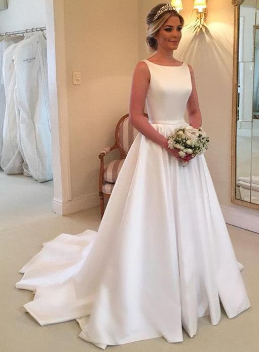 Simple Satin Wedding Dress, Bride Dress, Bridal Gown ,Dresses For Brides
