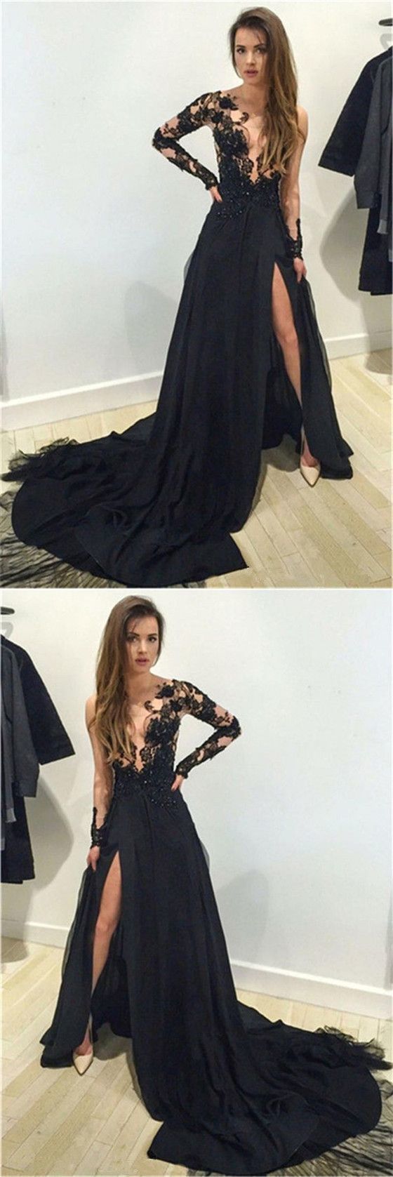 Black Prom Dress Long , Evening Dress, Formal Dresses, Graduation School Party Dance Dress
