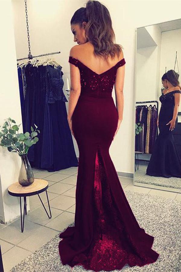 Mermaid Burgundy Prom Dress Long, Dresses For Graduation Party, Evening Dress, Formal Dress