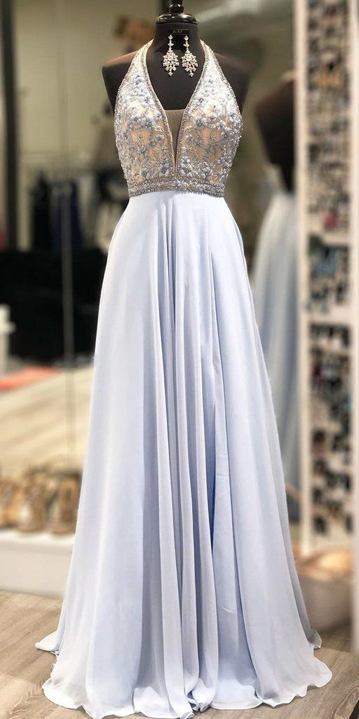 Long Prom Dress Halter Neckline, Dresses For Graduation Party, Evening Dress, Formal Dress