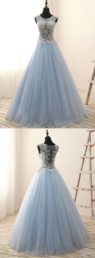 Light Blue Prom Dress ,Dresses For Graduation Party, Evening Wear, Winter Formal Dress