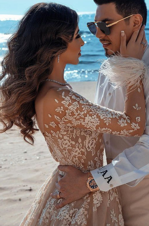 Lace Beach Bridal Dresses,Colored Wedding Dresses