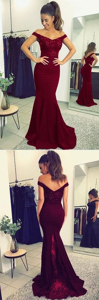Mermaid Burgundy Prom Dress Long, Dresses For Graduation Party, Evening Dress, Formal Dress