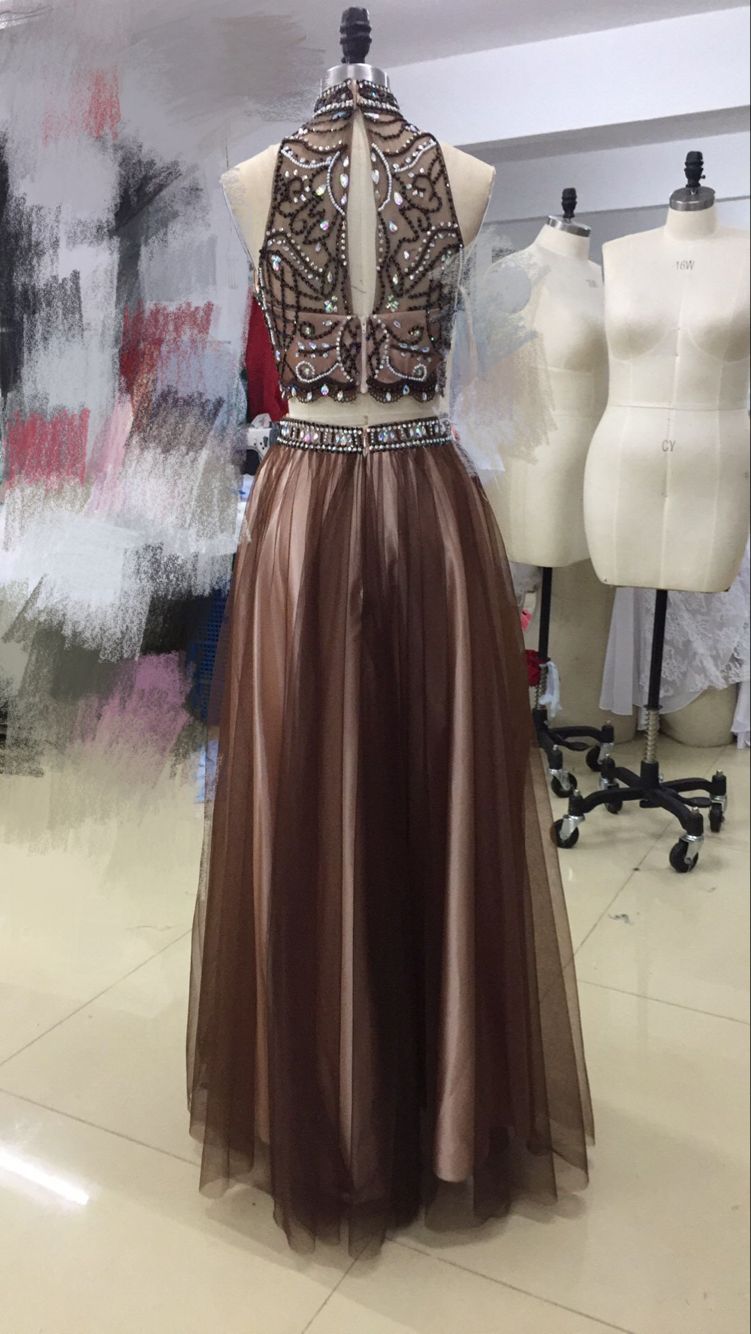 Two Pieces Prom Dress , Evening Gown, Graduation School Party Dress, Winter Formal Dress,