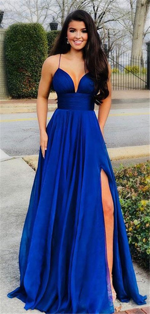 Royal Blue Prom Dress with Slit, Ball Gown, Dresses For Party, Evening Dress, Formal Dress