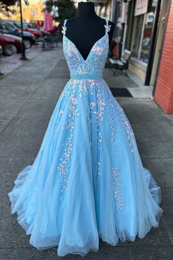 Straps Prom Dresses Long,Graduation School Party Gown