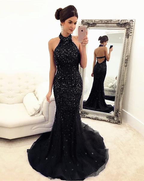 Black Prom Dress Halter Neckline, Prom Dresses, Pageant Dress, Evening Dress, Ball Dance Dresses, Graduation School Party Gown Black Prom Dress Halter Neckline, Prom Dresses, Pageant Dress, Evening Dress, Ball Dance Dresses, Graduation School Party Gown