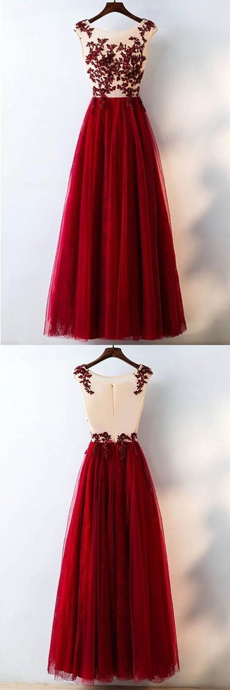 Burgundy Prom Dress , Prom Dresses, Graduation School Party Gown