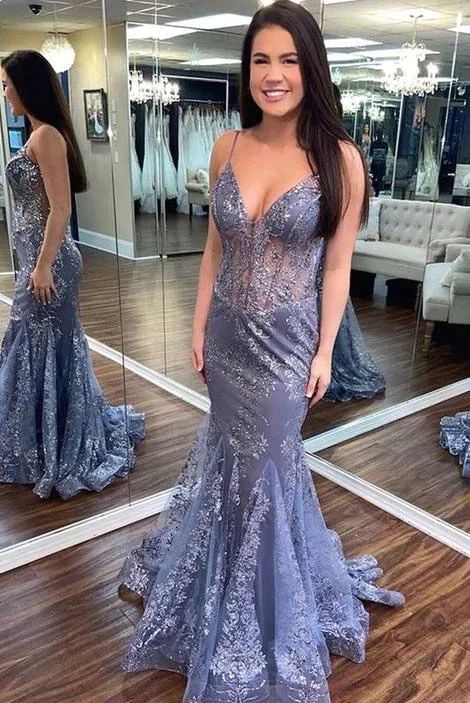 V-neck Mermaid Long Prom Dresses DT1474