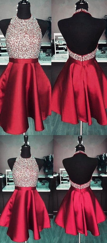 Burgundy Homecoming Dress , Short Prom Dress ,Evening Dress