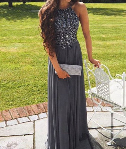 Silver Grey Prom Dresses, Evening Gown, Graduation School Party Dress, Winter Formal Dress