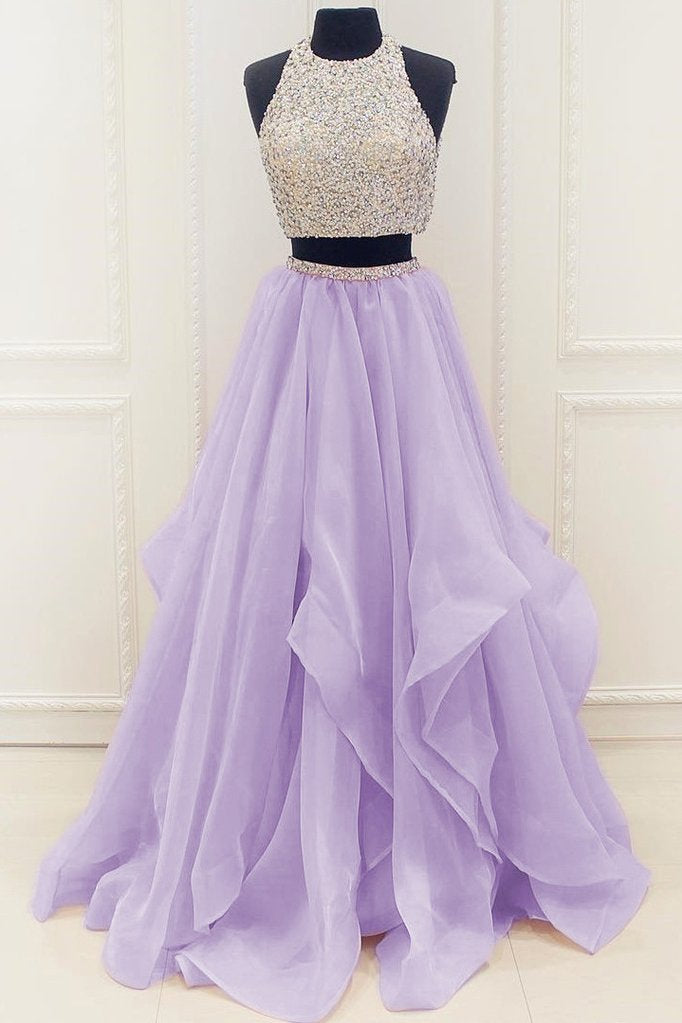 Two Pieces Prom Dress, Pageant Dress, Evening Dress, Dance Dresses, Graduation School Party Gown