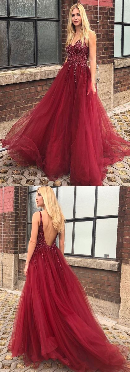 Burgundy Prom Dress Long, Dresses For Graduation Party, Evening Dress, Formal Dress