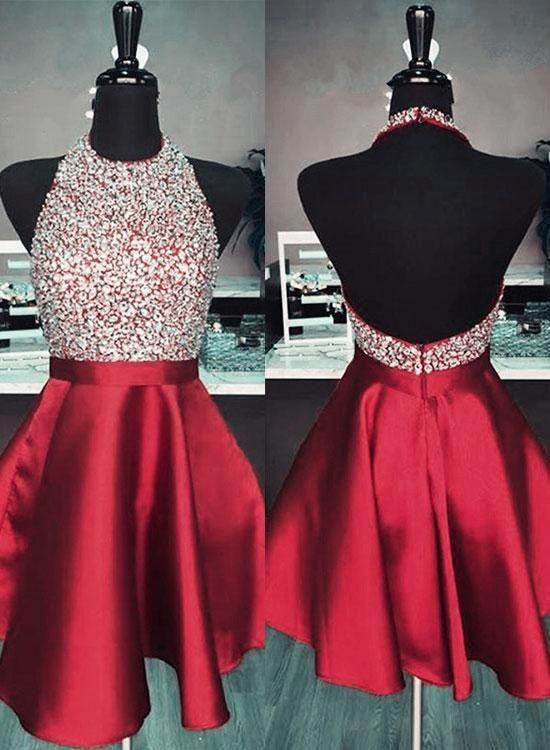 Burgundy Homecoming Dress , Short Prom Dress ,Evening Dress
