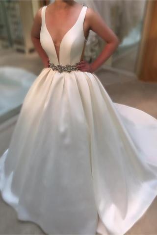 Simple Satin Wedding Dress, Bridal Gown ,Dresses For Brides