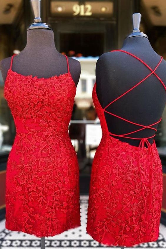 Red Lace Homecoming Dress , hoco dress, Short Prom Dress, Formal Outfi DressesTailor Red Lace Homecoming Dress , hoco dress, Short Prom Dress, Formal Outfi DressesTailor
