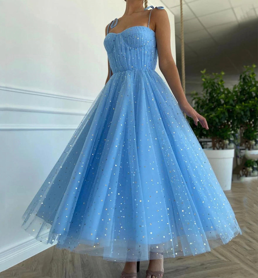 Light Blue Sparkling Homecoming Dress,Graduation School Party Gown