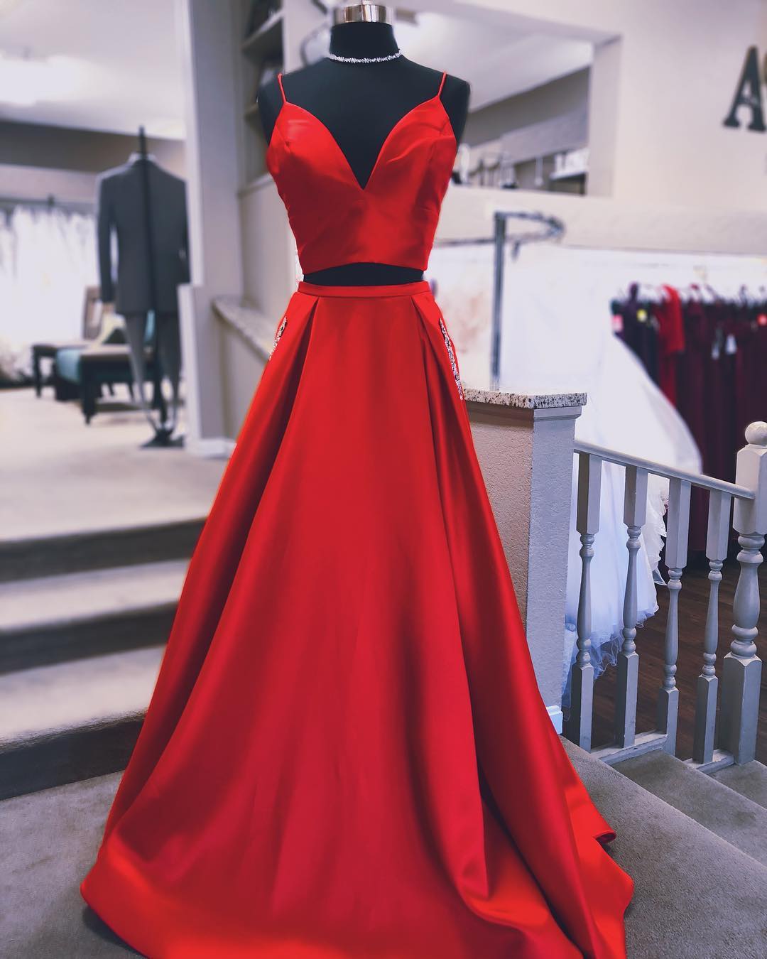 Two Pieces Prom Dress 2023, Evening Dress, Dance Dresses, Graduation School Party Gown