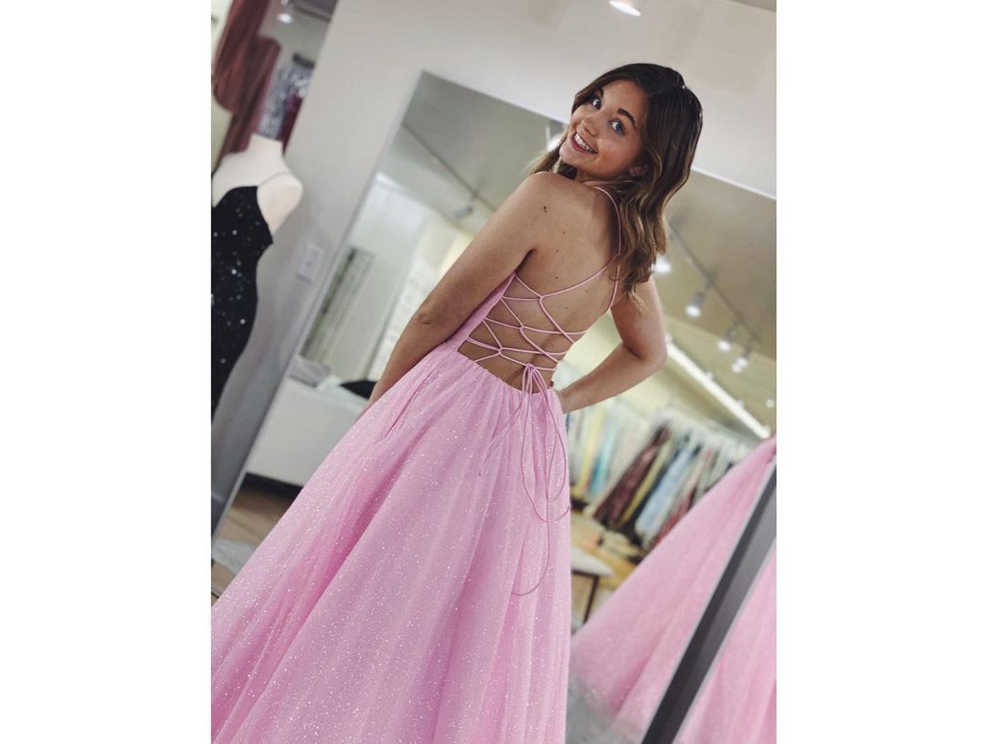 Pink Sparkling Prom Dress, Formal Dress, Evening Dress, Dance Dresses, Graduation Party Dress