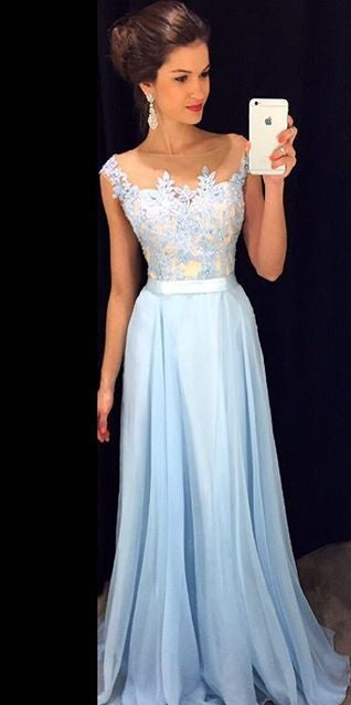 Light Blue Prom Dress, Prom Dresses,Evening Gown, Graduation School Party Dress, Winter Formal Dress