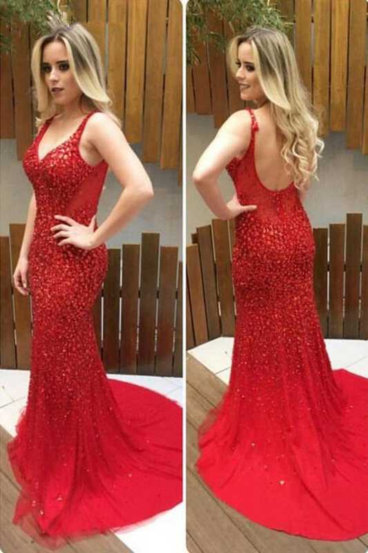 Sexy Beaded Prom Dress, Prom Dresses, Pageant Dress, Evening Dress, Ball Dance Dresses, Graduation School Party Gown