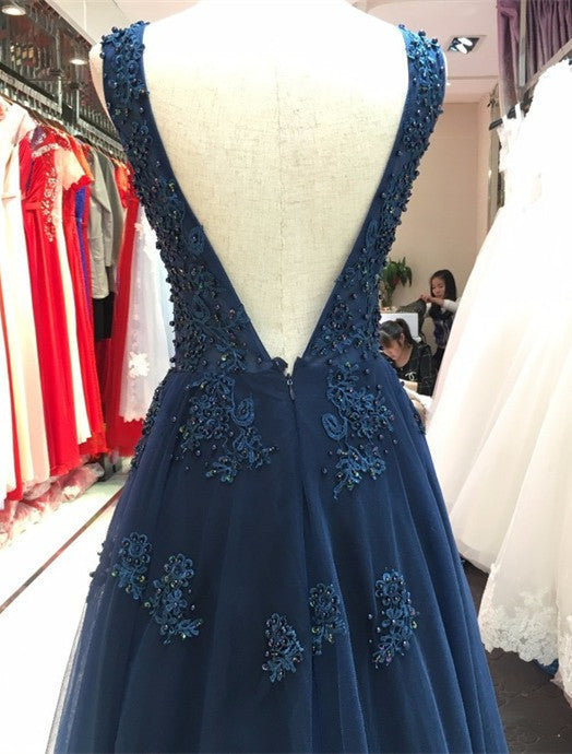 Navy Prom Dress For Teens, Special Occasion Dress, Evening Dress, Dance Dresses, Graduation School Party Gown