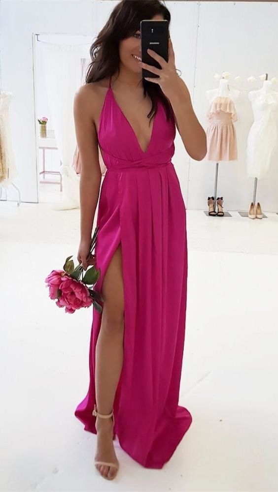 Sexy Prom Dress Slit Skirt, Evening Dress, Dance Dresses, Graduation School Party Gown