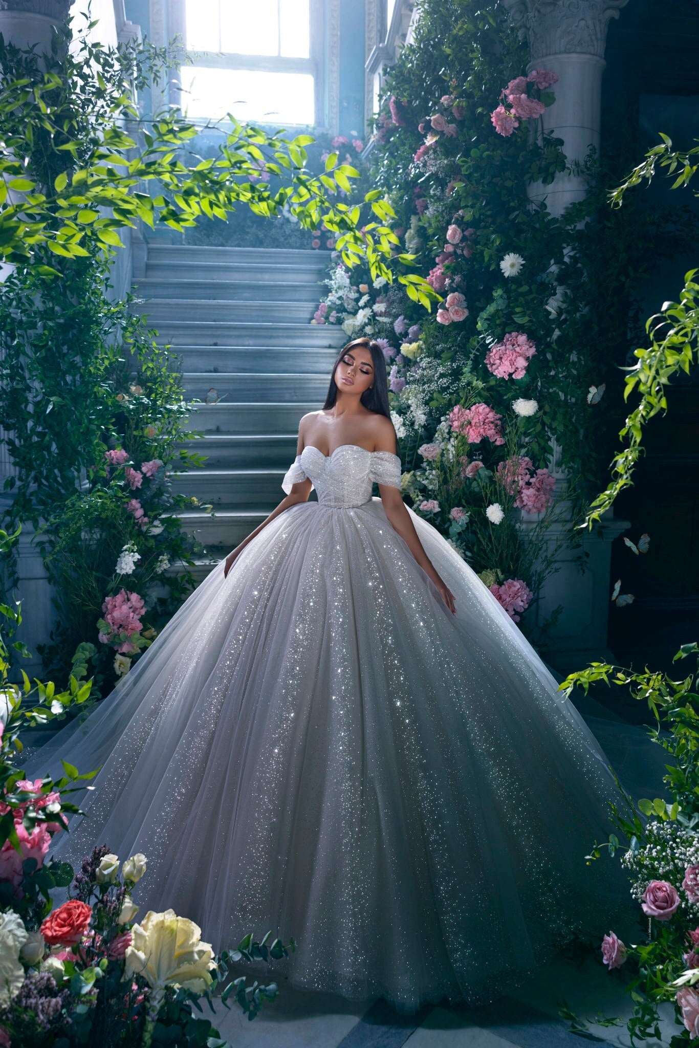 Sparkly Wedding Dress Off The shoulder Sleeve ,Dresses For Brides