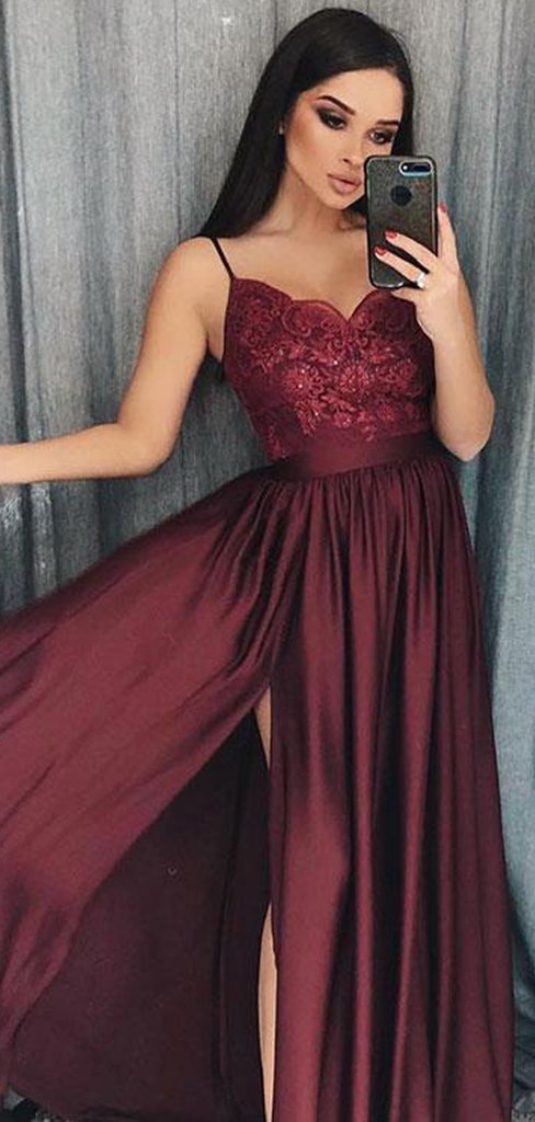 Long Prom Dress Slit Skirt, Evening Dress, Dance Dresses, Graduation School Party Gown