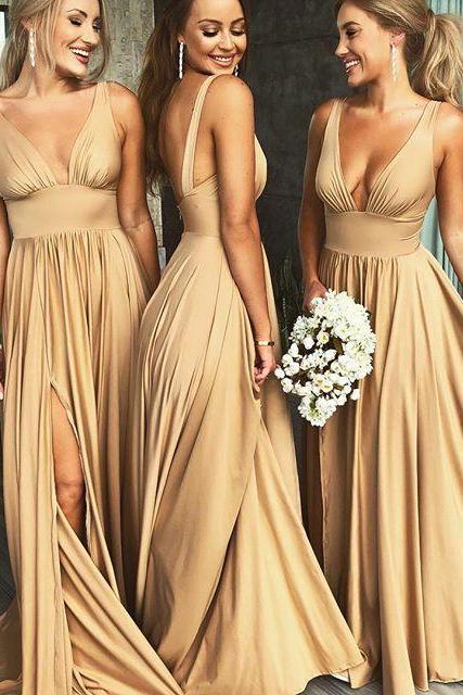 Sexy Bridesmaid Dresses With Slit, Bridesmaid Dress with Straps BM0003 DressesTailor Sexy Bridesmaid Dresses With Slit, Bridesmaid Dress with Straps BM0003 DressesTailor